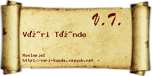Vári Tünde névjegykártya